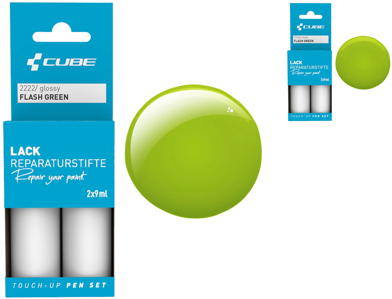 Cube Lackreparaturstift Set FLASH GREEN 3 Cube Lackreparaturstift Set FLASH GREEN